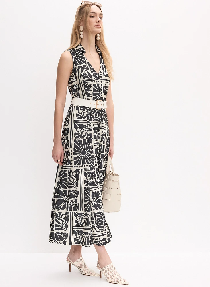 Robe maxi à motif floral géométrique