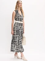 Robe maxi à motif floral géométrique