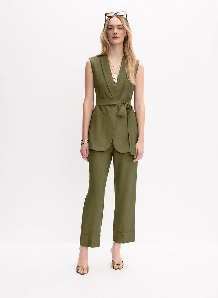 Cuffed Straight-Leg Pants