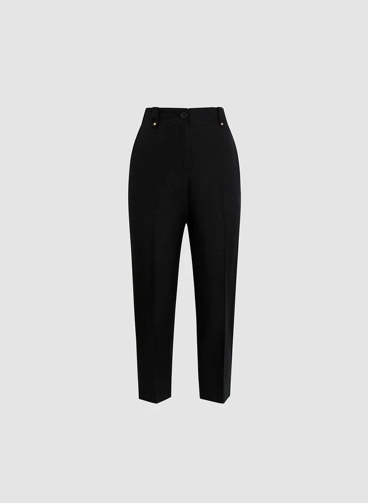 Linen-Blend Capri Pants