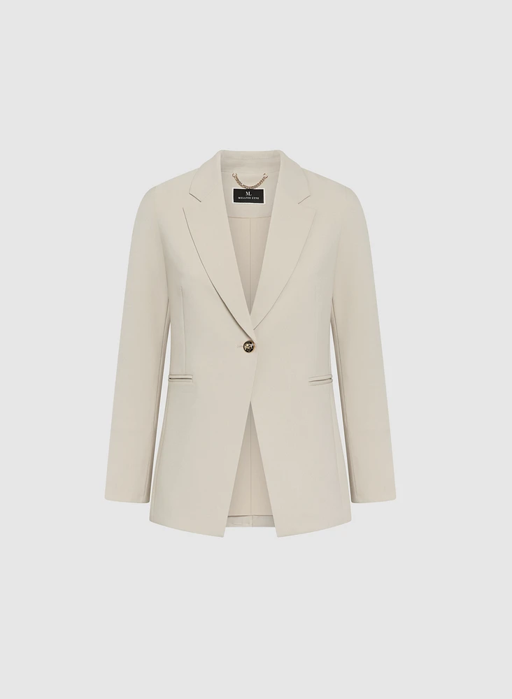 Notch Collar Single Button Jacket