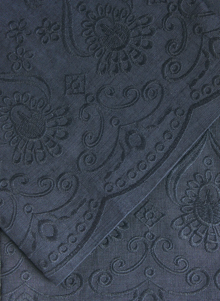 Pantalon large à ourlet brod