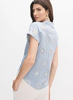 Blouse boutonnée à broderies