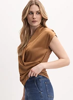 Satin Wrap-Over Top