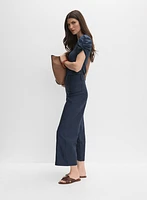 Pantalon large à ourlet brod