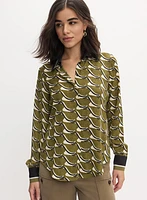 Geometric Button-Down Blouse