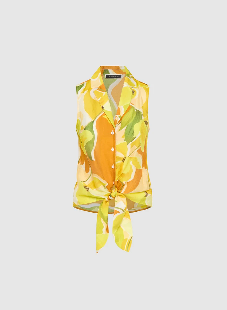 Blouse florale sans manches