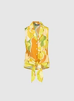 Blouse florale sans manches