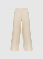 Tonal Embroidered Linen-Blend Pants