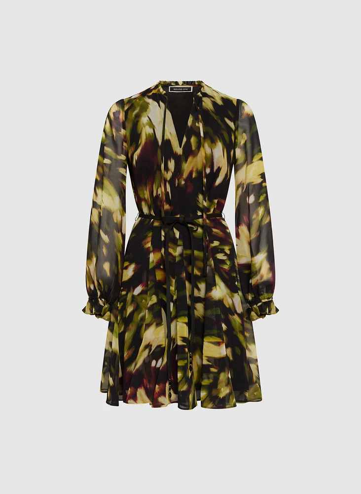 Robe en chiffon à motif abstrait