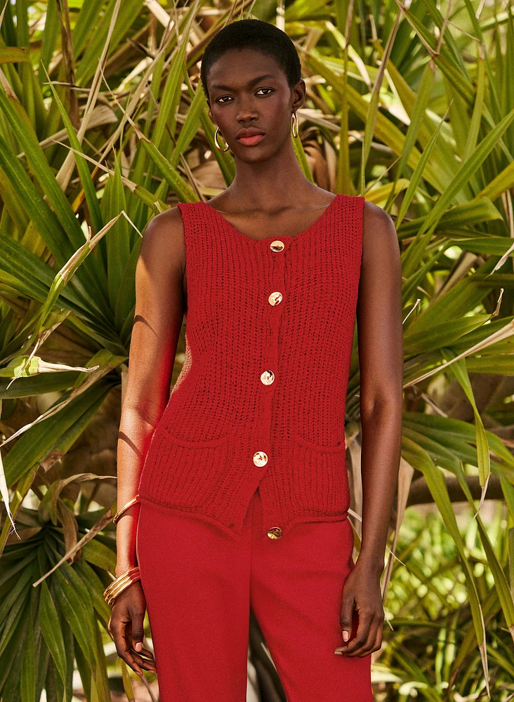 Cardigan en tricot sans manches