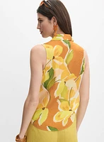 Blouse florale sans manches
