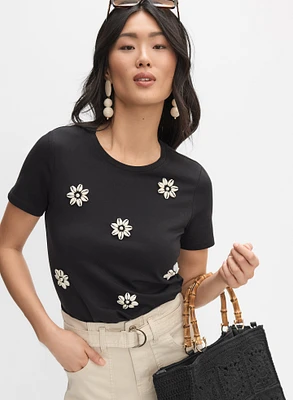 Shell Detail Cotton-Modal T-Shirt