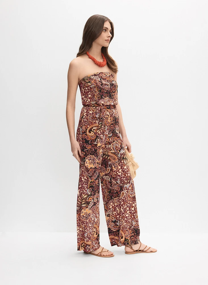 Strapless Paisley Print Jumpsuit