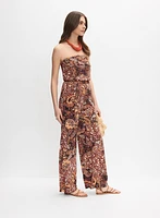 Strapless Paisley Print Jumpsuit