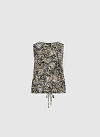 Abstract Print Tie Waist Top