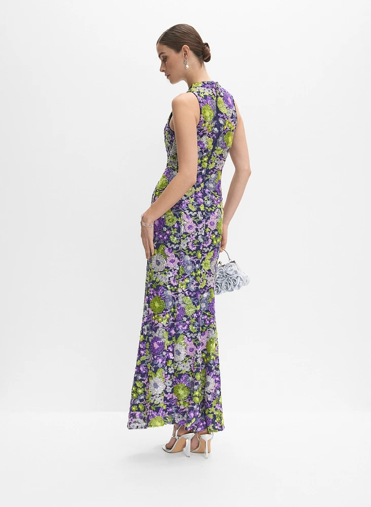 Sequin Embellished Floral Dress