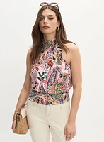 Halter Neck Paisley Print Top