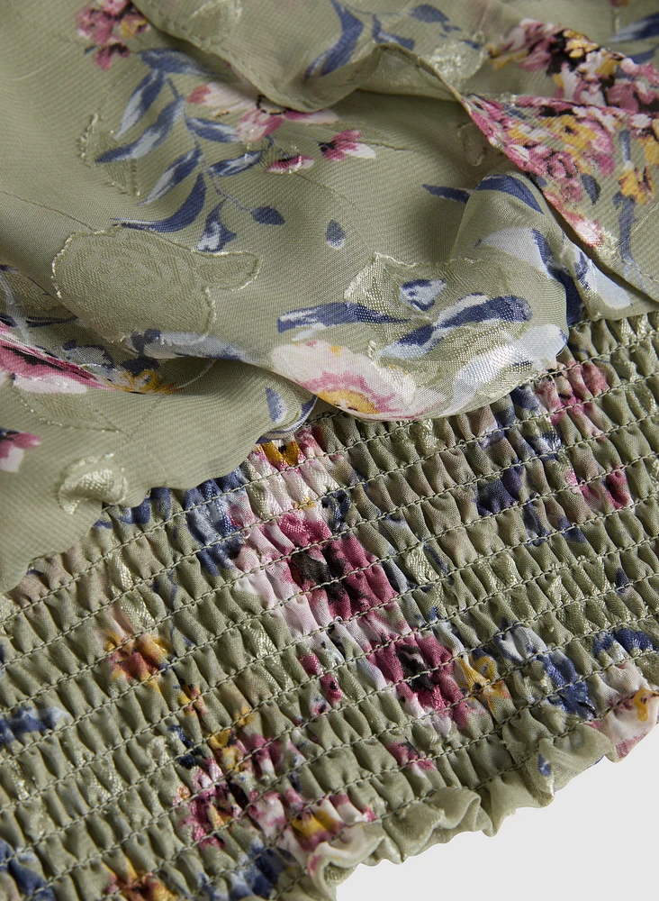 Smocked Floral Blouse