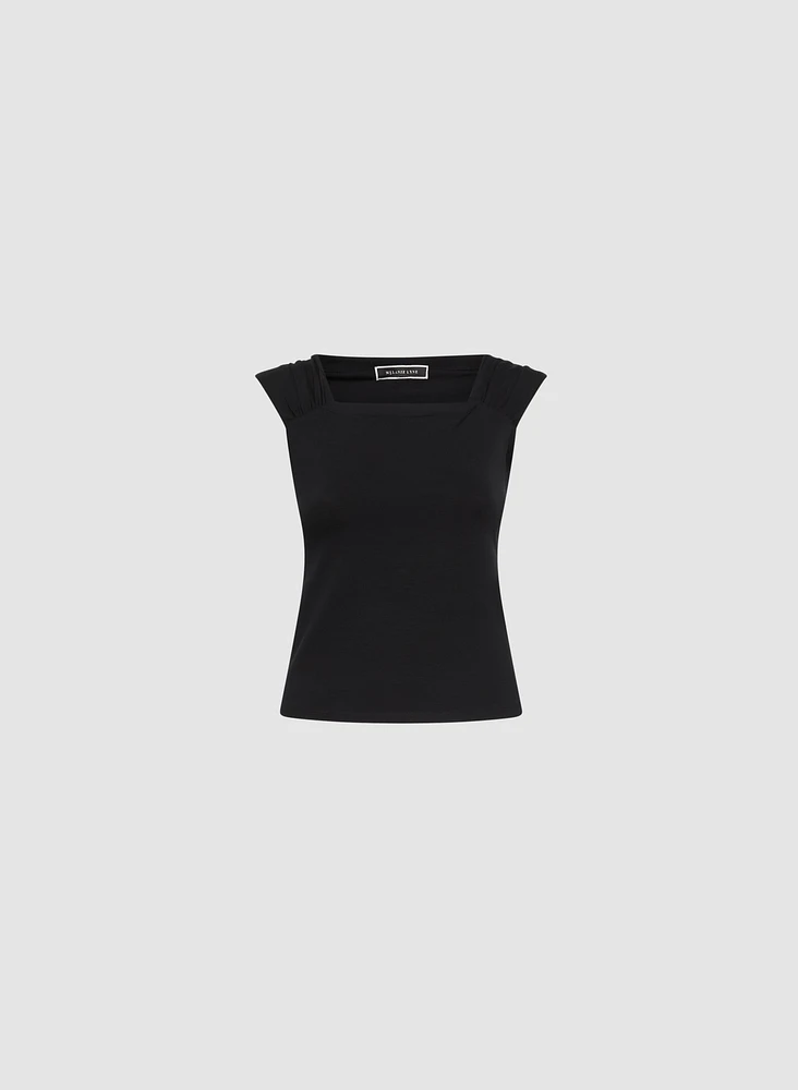 Pleated Cap Sleeve Top