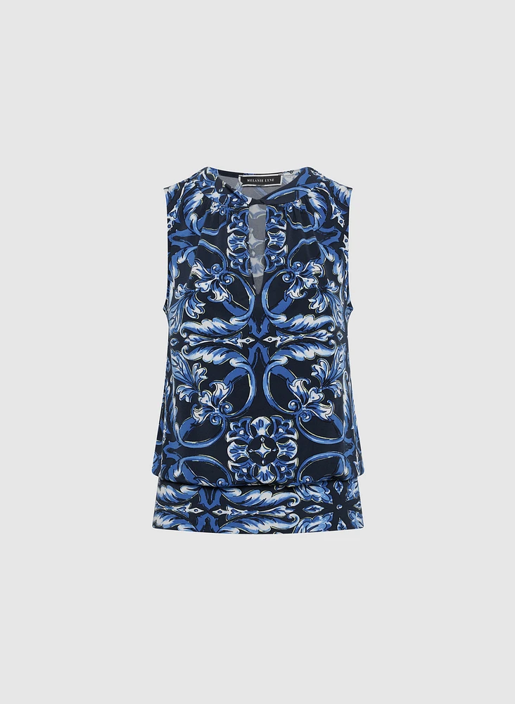 Abstract Print Sleeveless Top