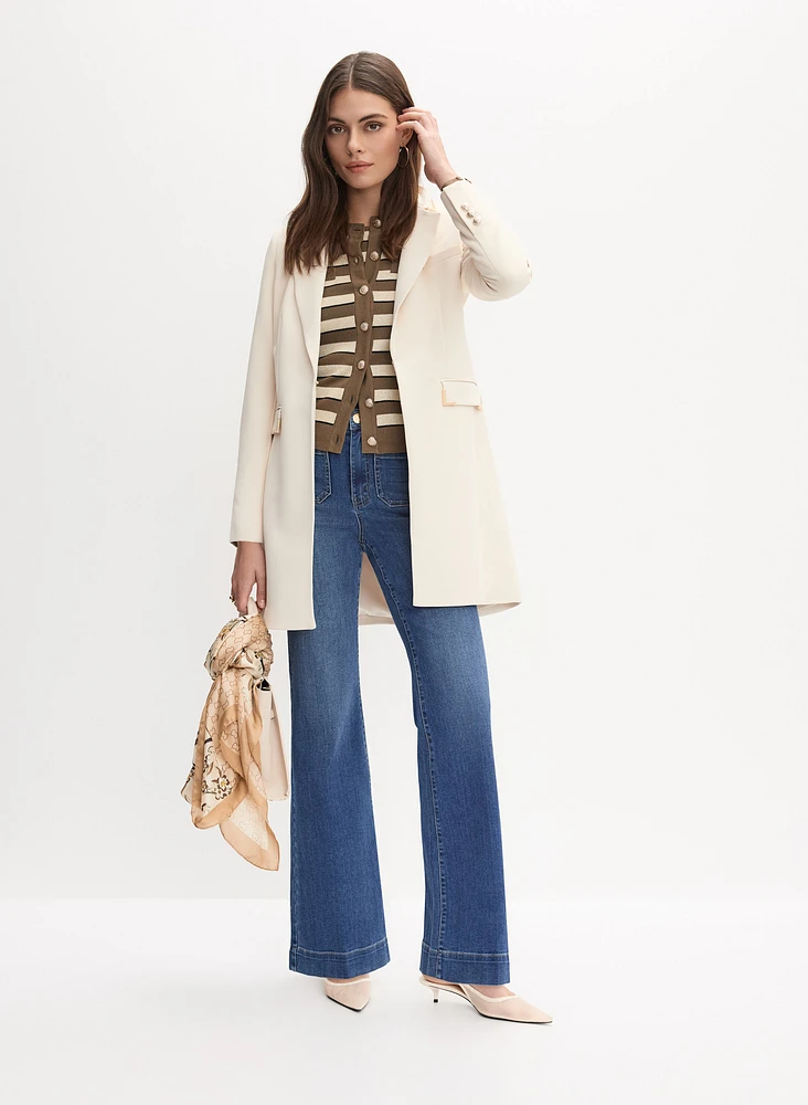 Veste longue à détails métalliques