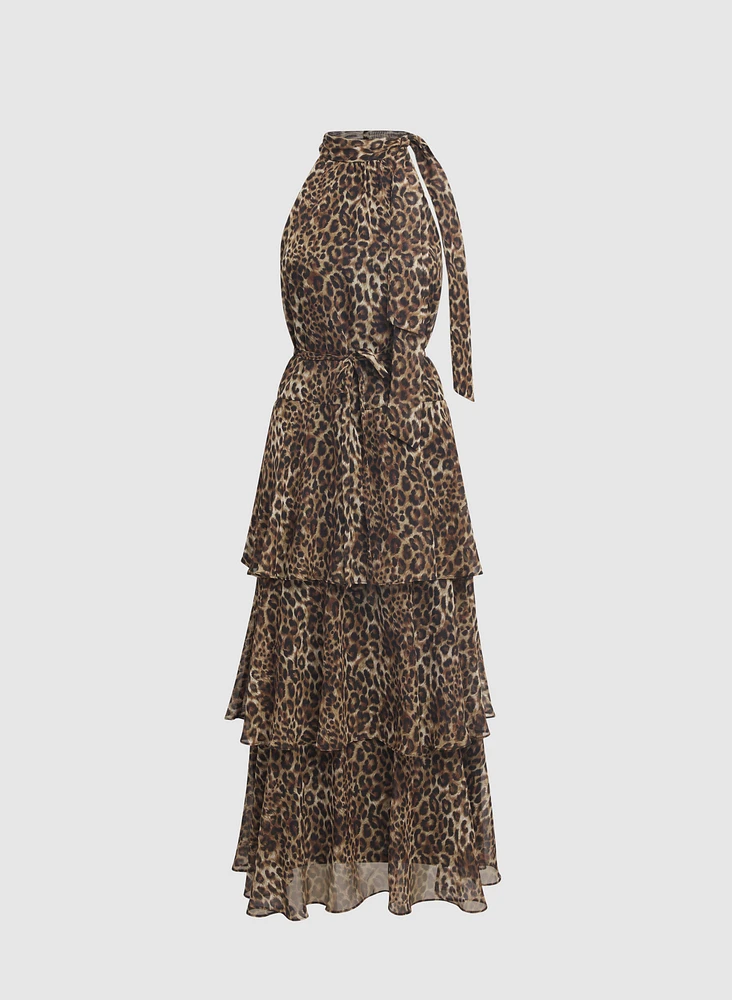 Tiered Leopard Print Dress