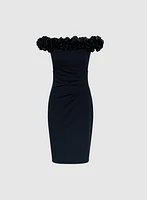 Rosette Off-The-Shoulder Dress