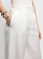 Pantalon à jambe large en mélange de lin et Tencel