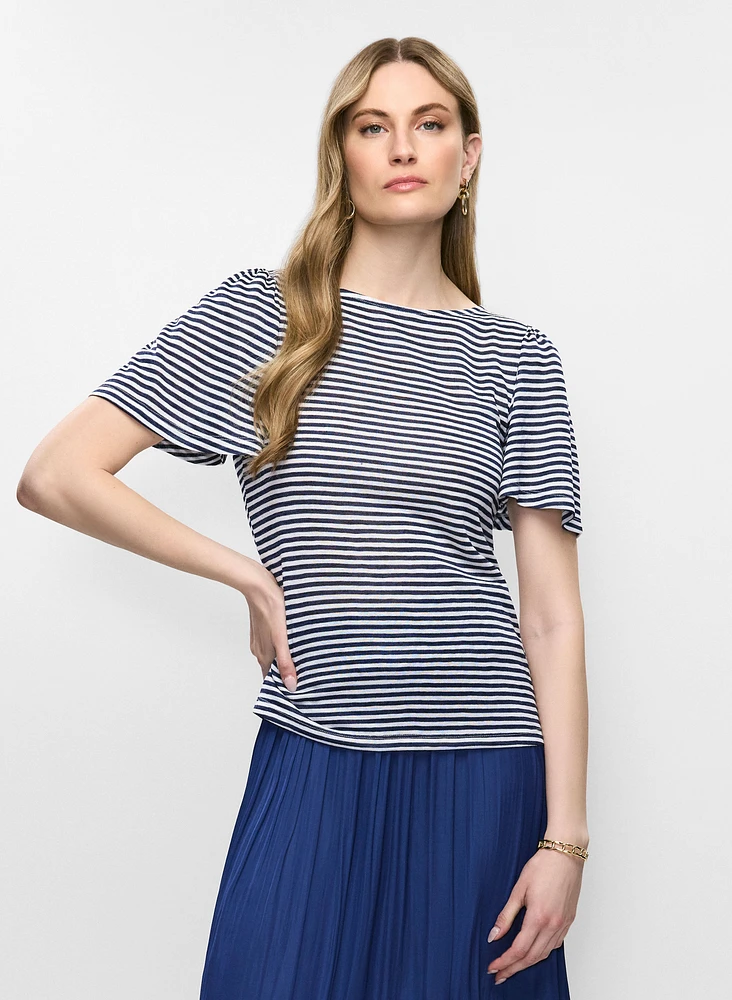 Striped Flare Sleeve T-Shirt