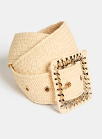 Ceinture tressée à boucle carrée