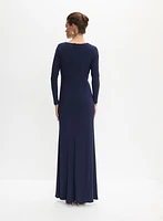Flounce Detail Evening Dress