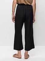 Pull-On Linen-Blend Culotte Pants