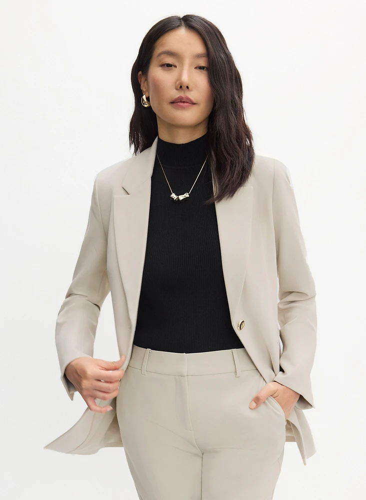 Notch Collar Single Button Jacket