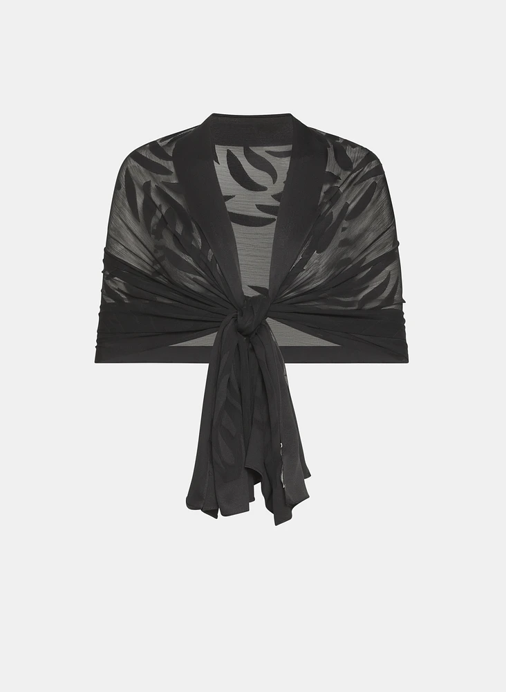 Sheer Leaf Motif Wrap