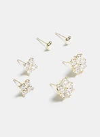 Three-Piece Clover Stud Earrings Set