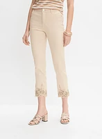 Pearl Embellished Denim Capris