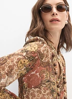 Belted Paisley Shirt Dress