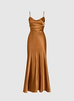 Cowl Neck Satin Slip Dress