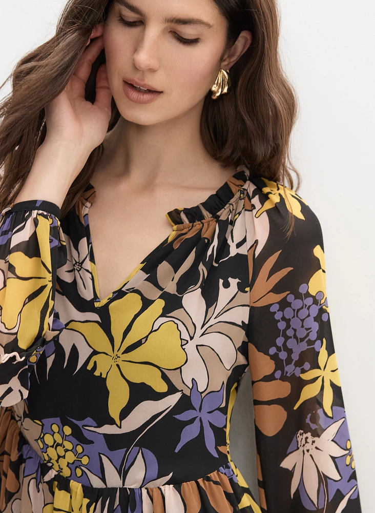 Robe florale en chiffon