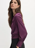 Satin Smocked Waist Blouse