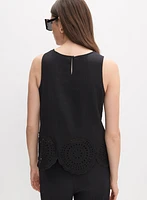 Blouse sans manches à ourlet brodé