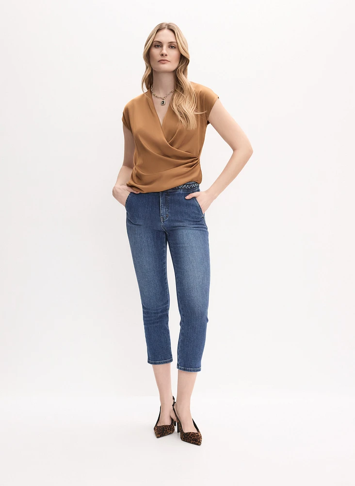 Satin Wrap-Over Top