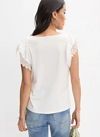 Crochet Flutter Sleeve Top