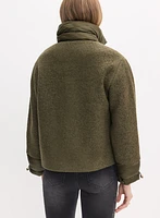 Mixed Puffer Detail Wool Coat