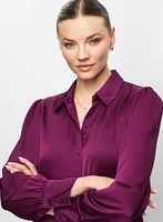 Button Front Satin Blouse