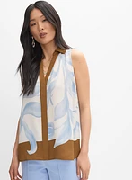 Palm Print Colour Block Blouse
