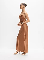 Cowl Neck Satin Slip Dress