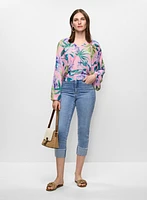 Floral Chiffon V-Neck Blouse
