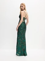 Sequin Rose Motif Dress
